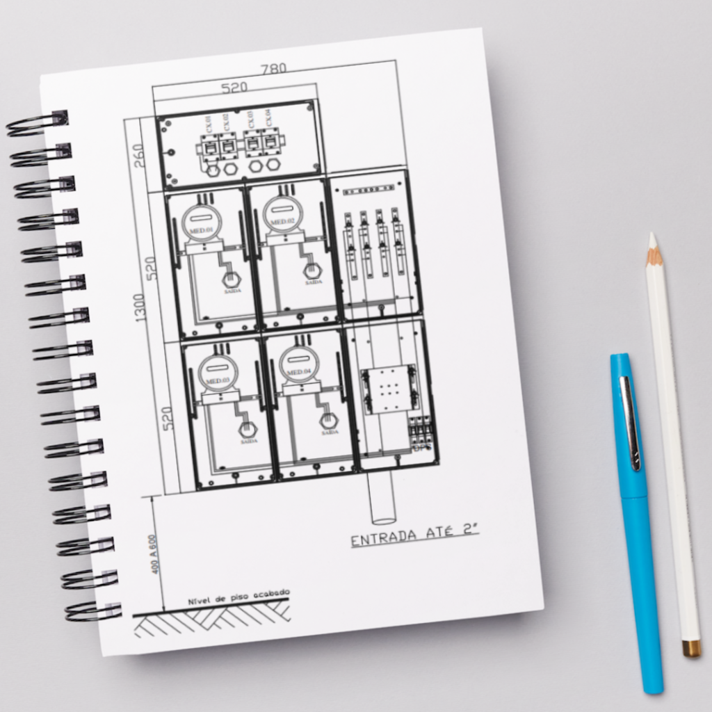 Projeto elétrico para 4 quatro medidores